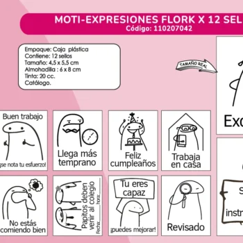 MOTI - EXPRESIONES FLORK X 12 SELLOS DE 5 5X4 5 CM