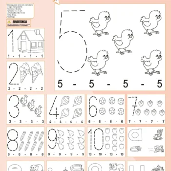 NUMEROS Y VOCALES EN SCRIPT X 15 SELLOS DE 14X11CM
